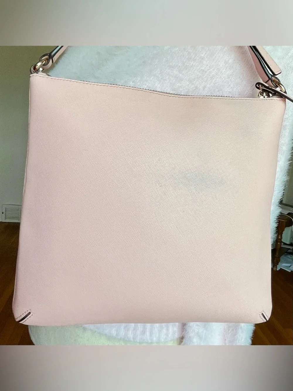 kate spade- Laurel Way- Saffiano Leather Crossbody Chalk Pink (VGUC)- purse